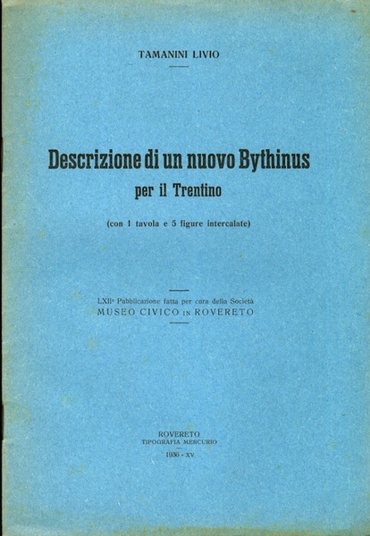 Descrizione di un nuovo Bythinus per il Trentino.