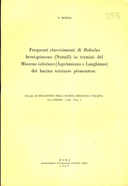 Frequenti rinvenimenti di Robulus brevispinosus (Nuttall) in termini del Miocene …