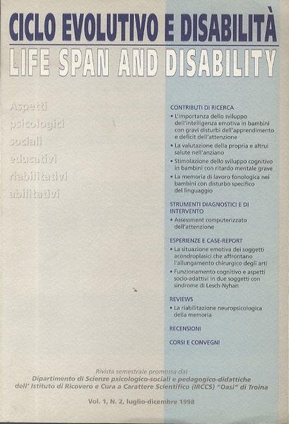 Ciclo evolutivo e disabilitÃ .