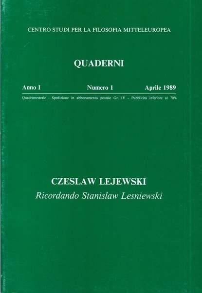 Ricordando Stanislaw Lesniewski.