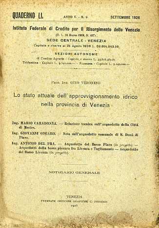 Lo stato attuale dell'approvvigionamento idrico nella provincia di Venezia.