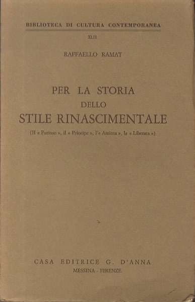 Per la storia dello stile rinascimentale: il Furioso, il Principe, …