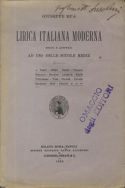 Lirica italiana moderna: scelta e annotata ad uso delle scuole …