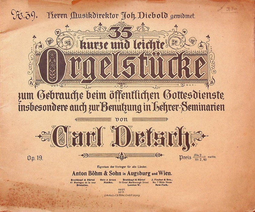 35 kurze und leichte OrgelstÃ¼cke zum Gebrauche beim Ã¶ffentlichen Gottesdienste, …