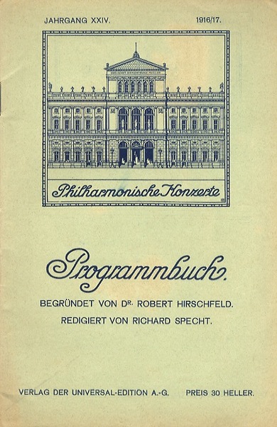 Philharmonische Konzerte Programmbuch, II. Abonnement-Konzert: Sonntag, den 3. Dezember 1916, …