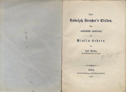 Ueber Rudolph Kreutzer's EtÃ¼den: eine methodische Anweisung fÃ¼r Violin-Lehrer.