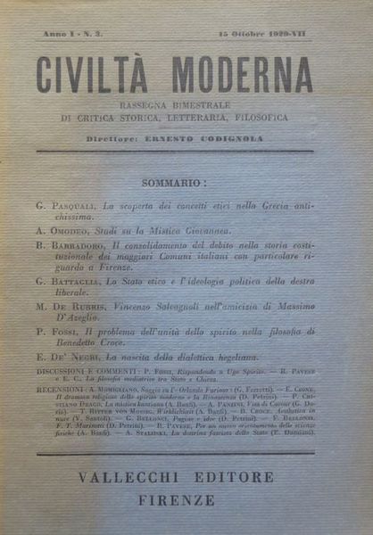 CiviltÃ moderna: rassegna bimestrale di critica storica, letteraria, filosofica.