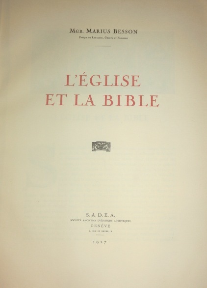 L'Eglise et la Bible.