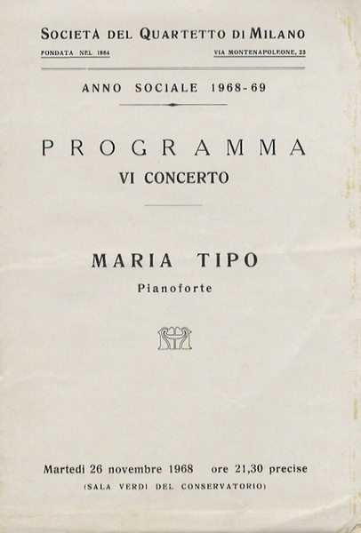 SocietÃ del quartetto di Milano: anno sociale 1968-69: programma VI …