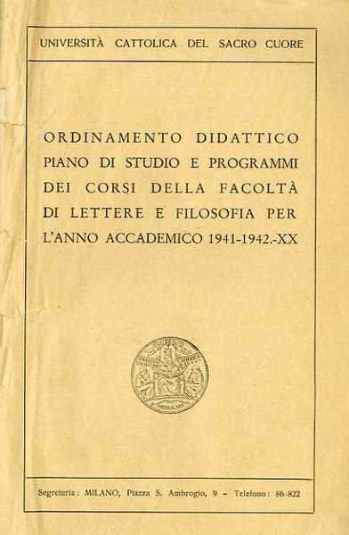 Ordinamento didattico e piani di studio per il conseguimento delle …