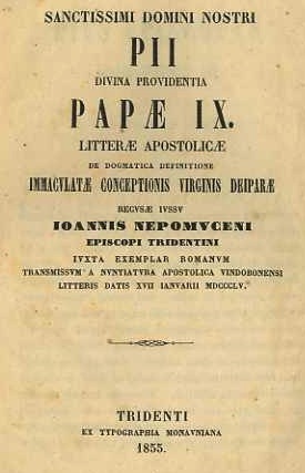 Sanctissimi Domini Nostri Pii Divina Providentia Papae IX. Litterae apostolicae …