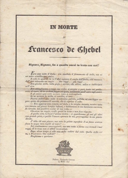In morte di Francesco de Ghebel.