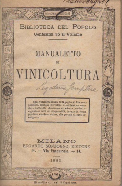 Manualetto di vinicoltura.