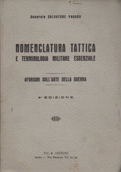 Nomenclatura tattica e terminologia militare essenziale: Aforismi sull'arte della Guerra.