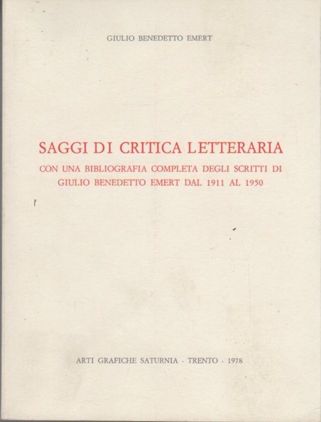 Saggi di critica letteraria.