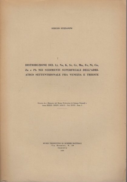 Distribuzione del Li, Na, K, Sr, Cr, Mn, Fe, Ni, …