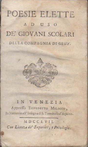 Poesie elette ad uso de' giovani scolari della Compagnia di …