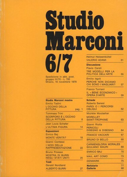 Studio Marconi: 6/7 - Milano, 16 novembre 1978.