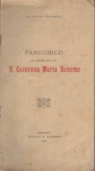 Panegirico in onore della B. Giovanna Maria Bonomo.