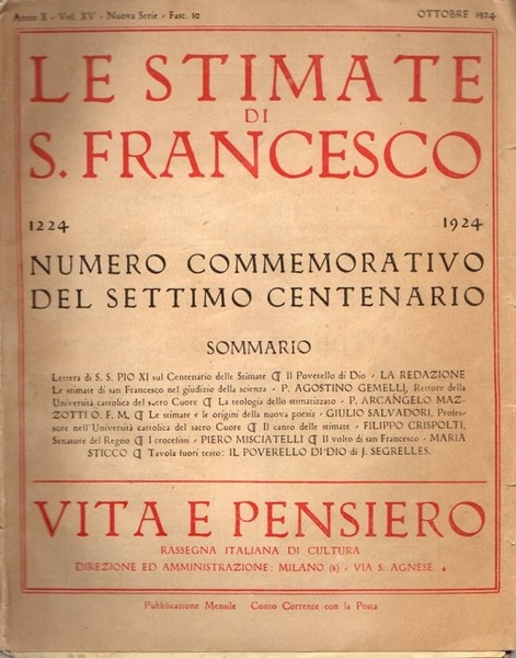 Le stimate di S. Francesco 1224-1924: numero commemorativo del settimo …