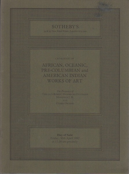 African, Oceanic and Pre-Columbian and American Indian works of Art. …