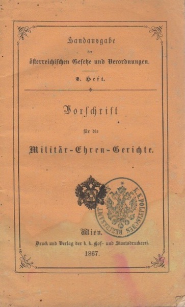 Vorschrift fÃ¼r die MilitÃ¤r-Ehren-Gerichte.