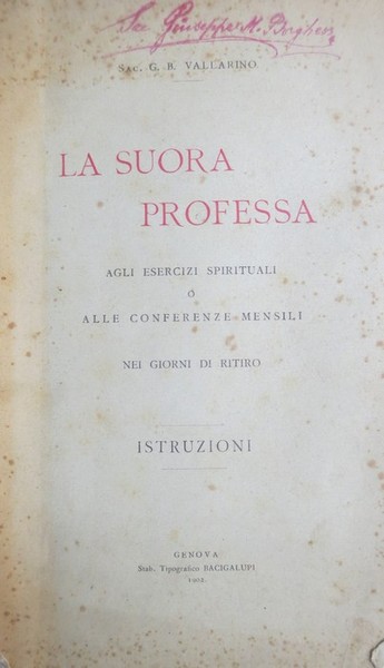 La suora professa agli esercizi spirituali o alle conferenze mensili …