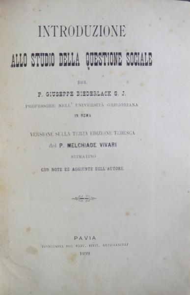Introduzione allo studio della questione sociale.