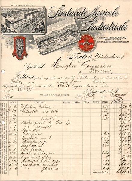 Sindacato agricolo industriale: Trento.
