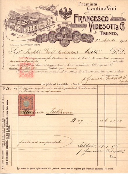 Premiata cantina vini Francesco Videsott & C.: Trento.