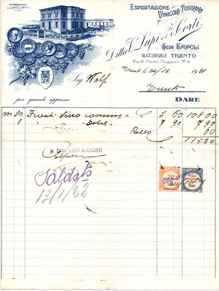 Ditta V. Lupi e Z. Corti: Empoli, Trento.