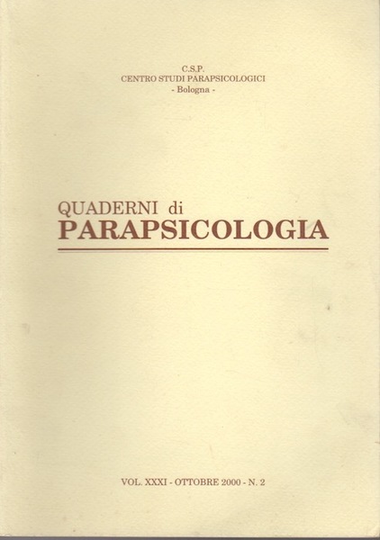 Quaderni di parapsicologia. Volume XXXI - Ottobre 2000. N. 2.