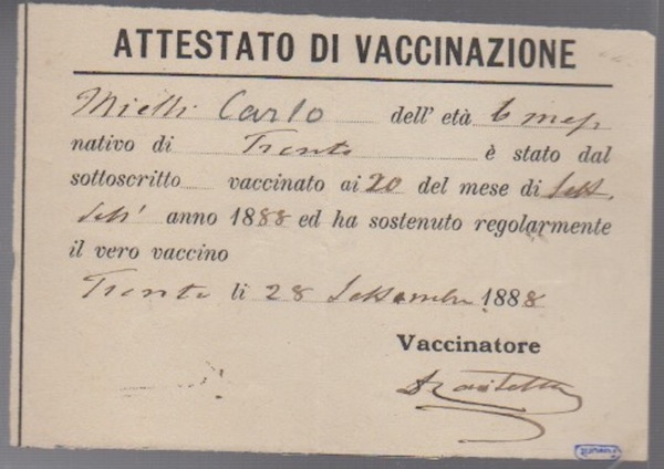 Attestato di vaccinazione.
