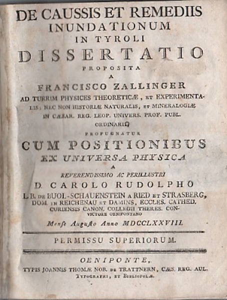 De caussis et remediis inundationum in Tyroli dissertatio proposita a …