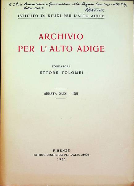 Archivio per l'Alto Adige: Annata XLIX - 1955.