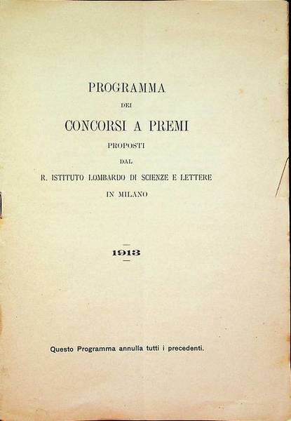 Programma dei concorsi a premi proposti dal R. Istituto Lombardo …