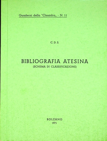 Bibliografia atesina: schema di classificazione.