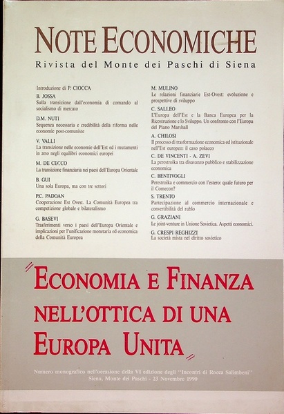Economia e finanza nell'ottica di una Europa Unita: numero monografico …