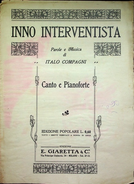 Inno interventista.: canto e pianoforte.