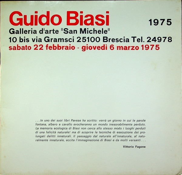 Guido Biasi: Brescia, Galleria d'arte Â”San MicheleÂ”: sabato 22 febbraio …