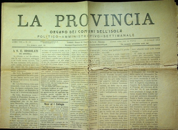 La provincia: organo dei comuni dell'isola: politico, amministrativo, letterario, settimanale: …