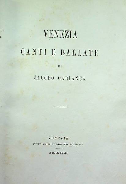 Venezia: canti e ballate.