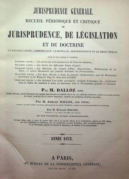 Jurisprudence generale: recueil periodique et critique de jurisprudence, de legislation …