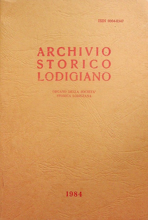 Archivio storico lodigiano: organo della SocietÃ Storico Lodigiano: 1984.