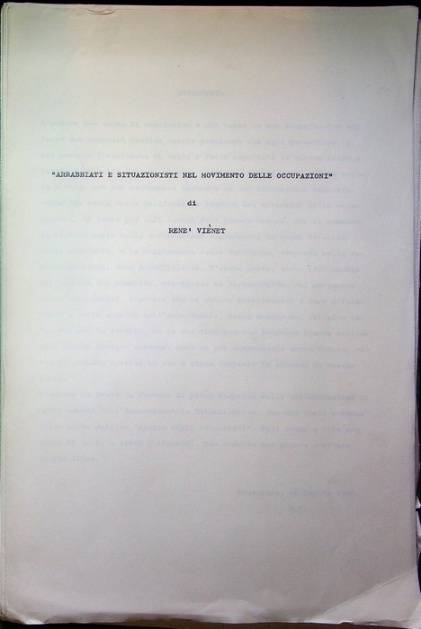 Arrabbiati e situazionisti nel movimento delle occupazioni.
