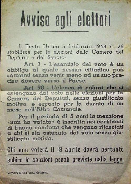 Avviso agli elettori.