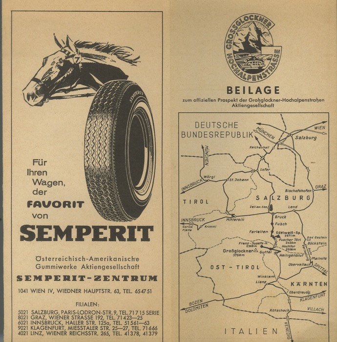 Beilage zum offiziellen Prospekt der Grossglockner-Hochalpenstrassen Aktiengesellschaft. [Mit Pferd Zeichnung].