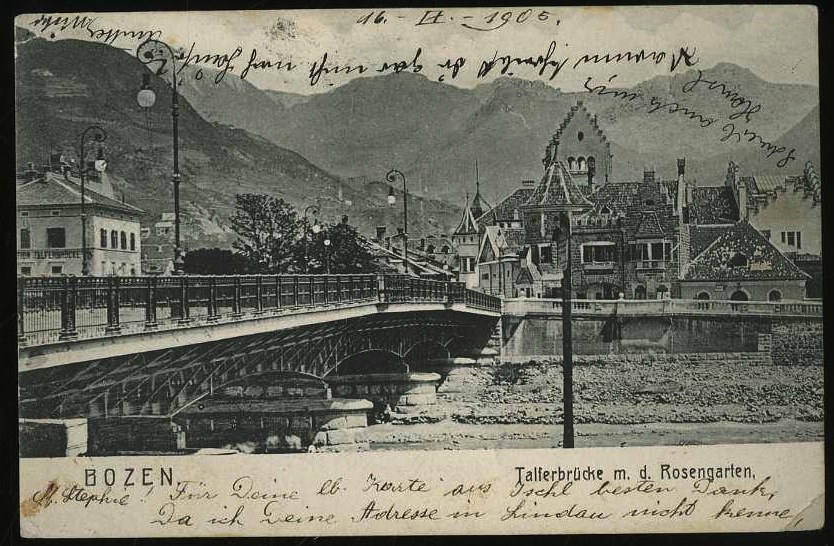 Bozen. Talferbrücke m. d. Rosengarten.