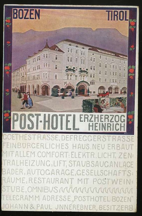 Bozen. Tirol. Post-Hotel. Erzherzog Heinrich.