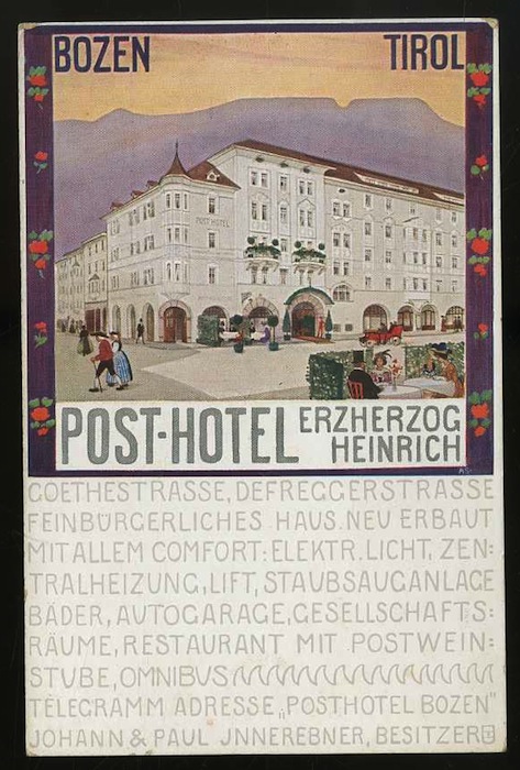 Bozen. Tirol. Post-Hotel. Erzherzog Heinrich.